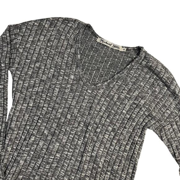 Michael Stars Black & White Long Sleeve V-Neck Ribbed Tunic Knit‎ 8345 Size OS - Picture 9 of 9